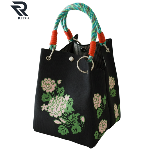 Ritva - Royal Bloom Knitted Tote Bag