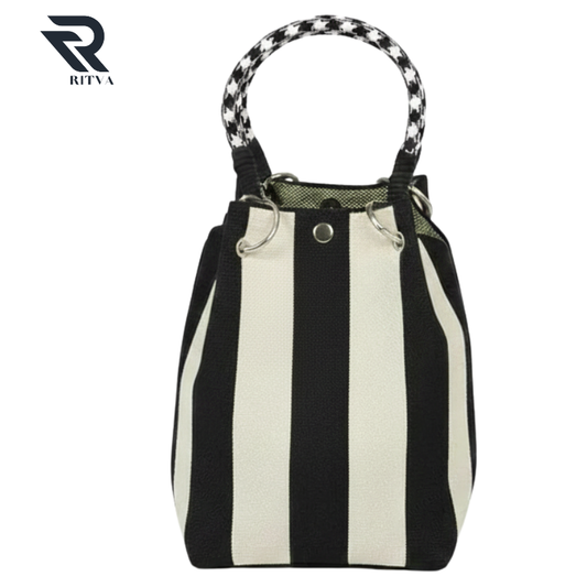 Ritva - Striped Comics Knitted Tote Bag
