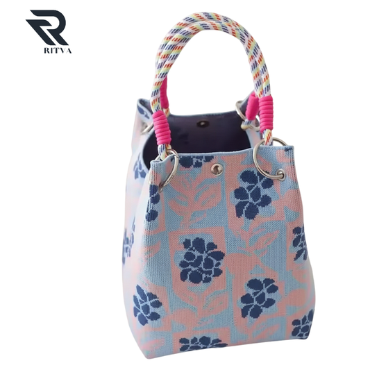 Ritva – Pastel Petal Bloom Knitted Tote Bag