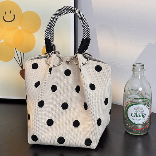 Ritva - Polka Dot Charm Knitted Tote Bag