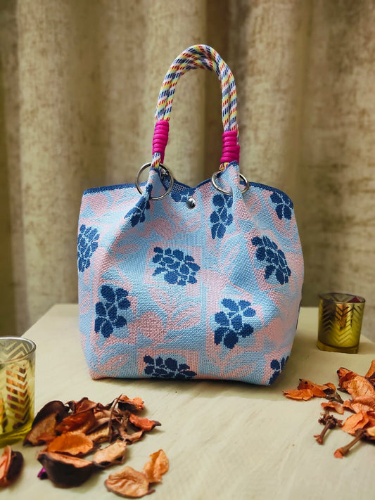 Ritva – Pastel Petal Bloom Knitted Tote Bag