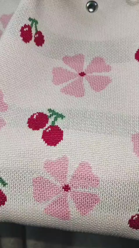 Cherry Blossom Canvas Tote Bag – Cute Floral & Cherry Print Handbag